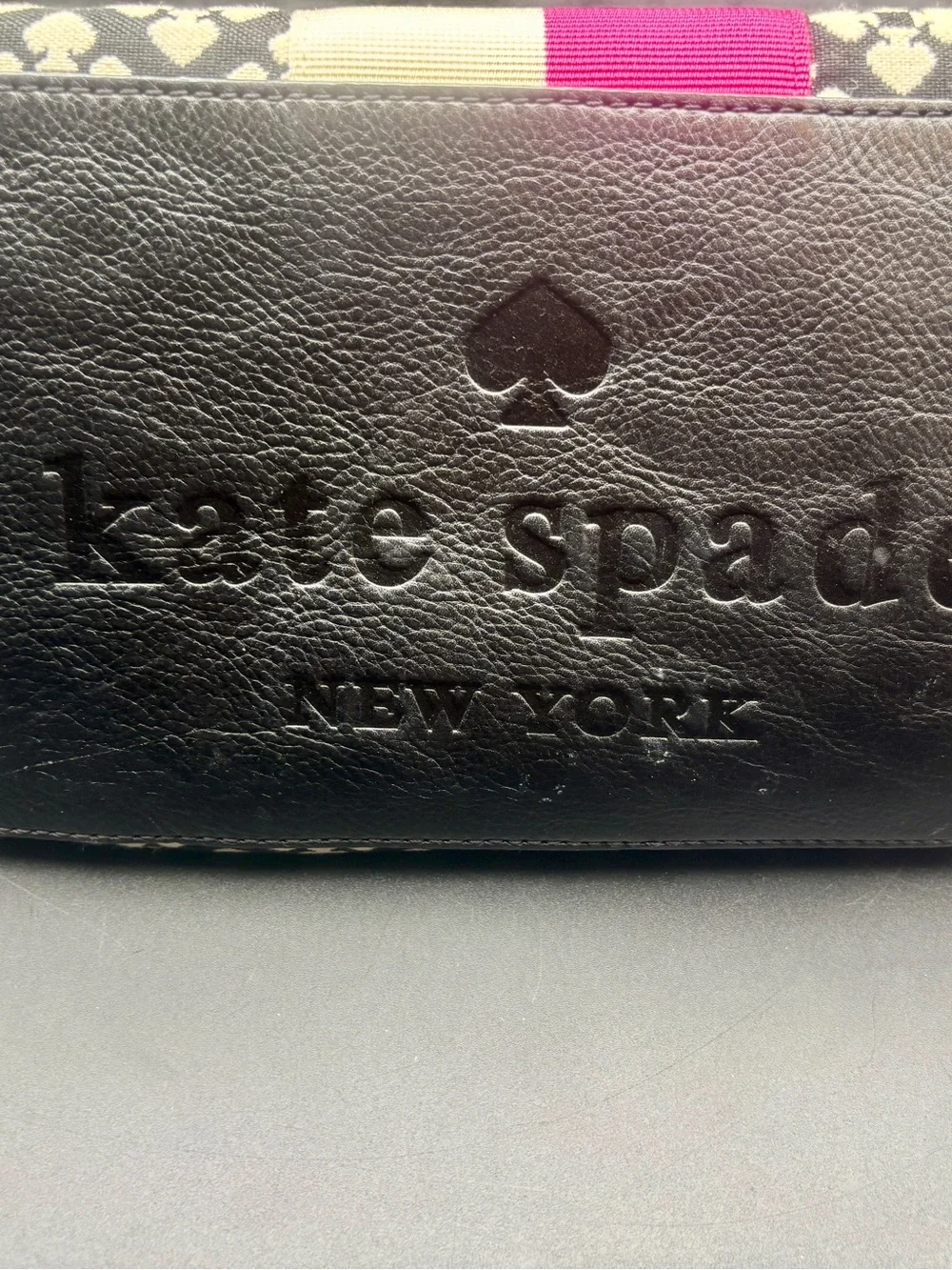 Kate Spade New York Stevie Shoulder Bag Black White Classic Spade Pink Stripe